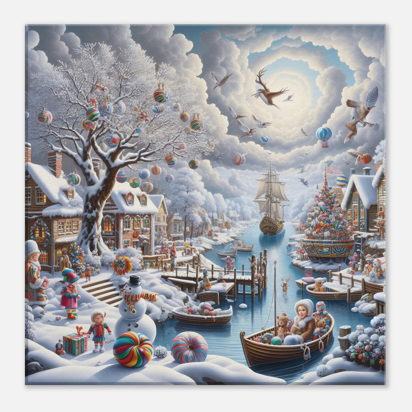 Wall Art - Winter 45 - Snowman and a sailing ship