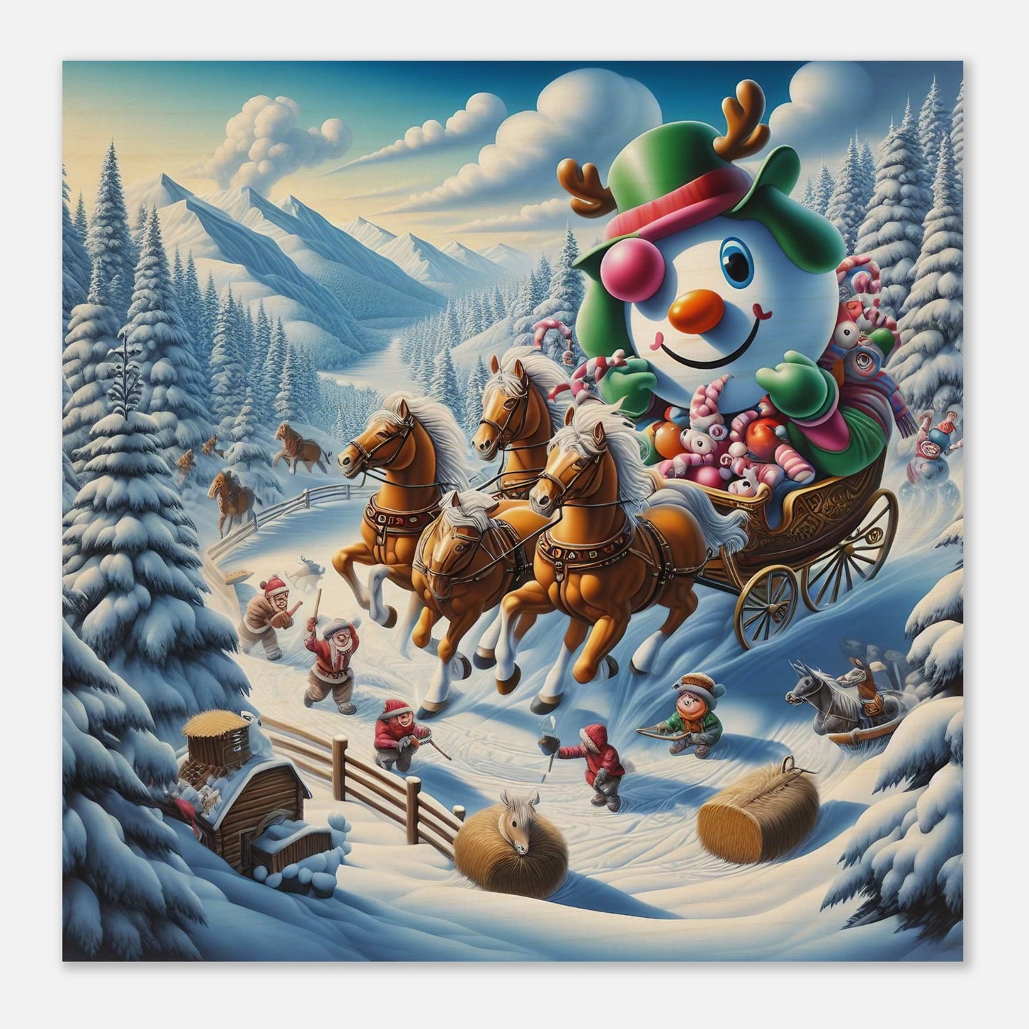 Wall Art - Winter 63 - Snowman in a carriage