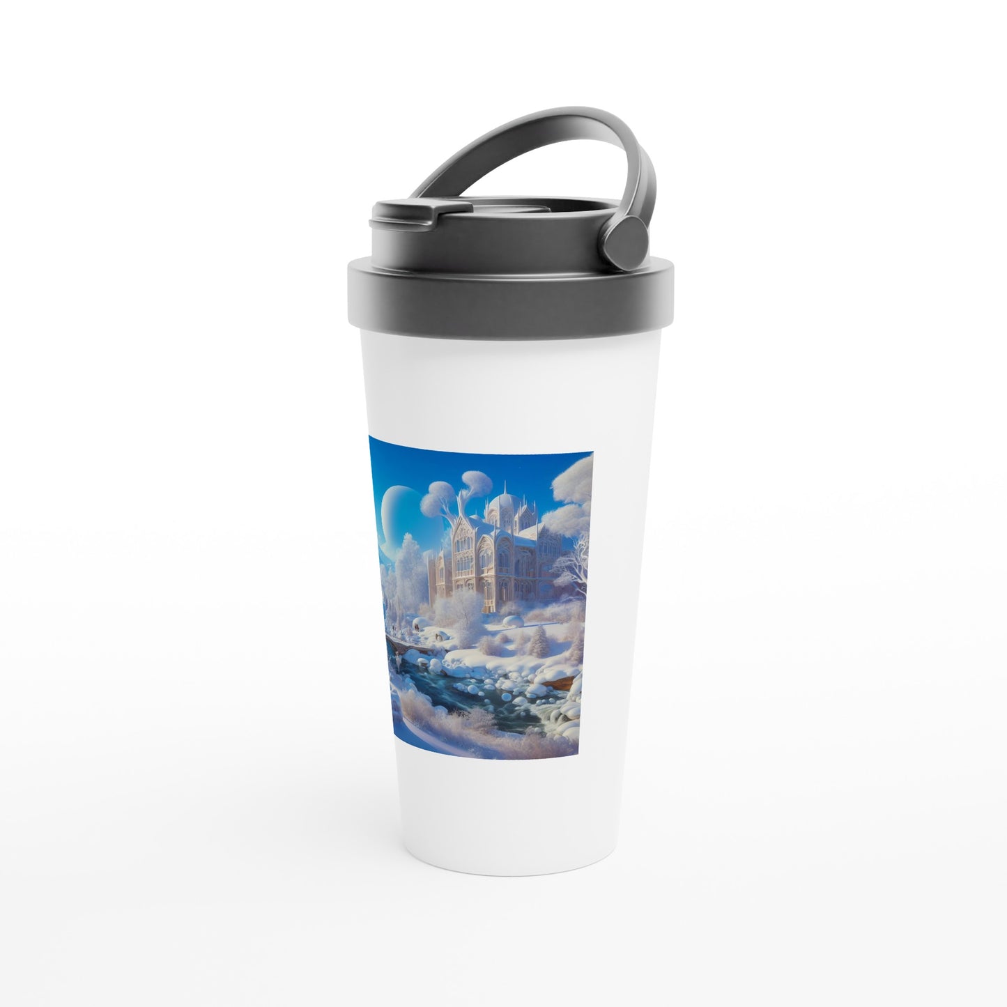 White 15oz Stainless Steel Travel Mug - Winter 89