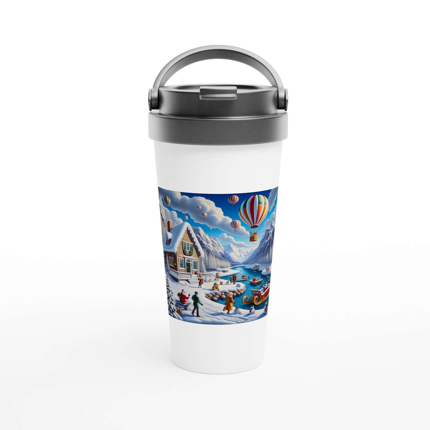 White 15oz Stainless Steel Travel Mug - Winter 145