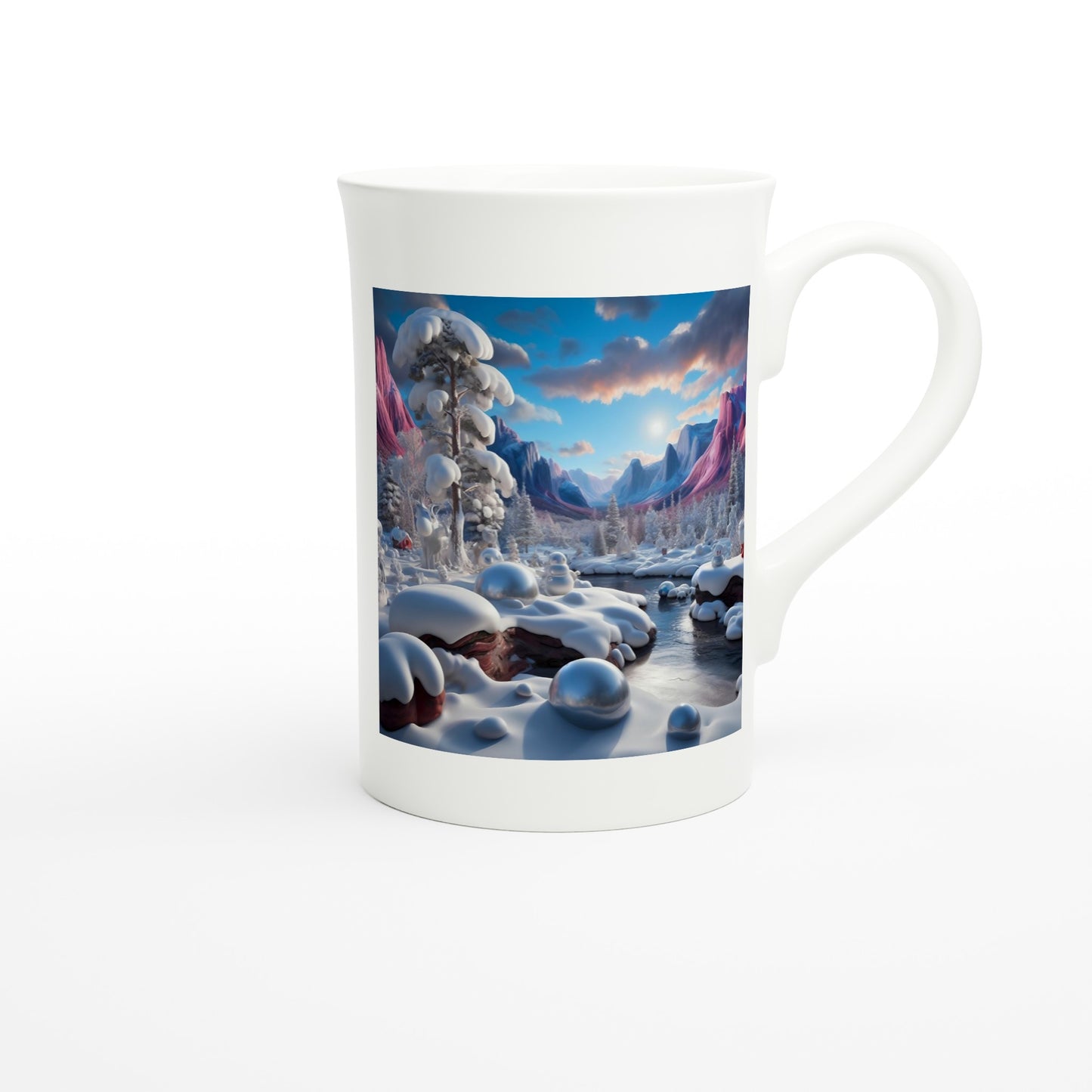 White 10oz Porcelain Slim Mug - Winter 156