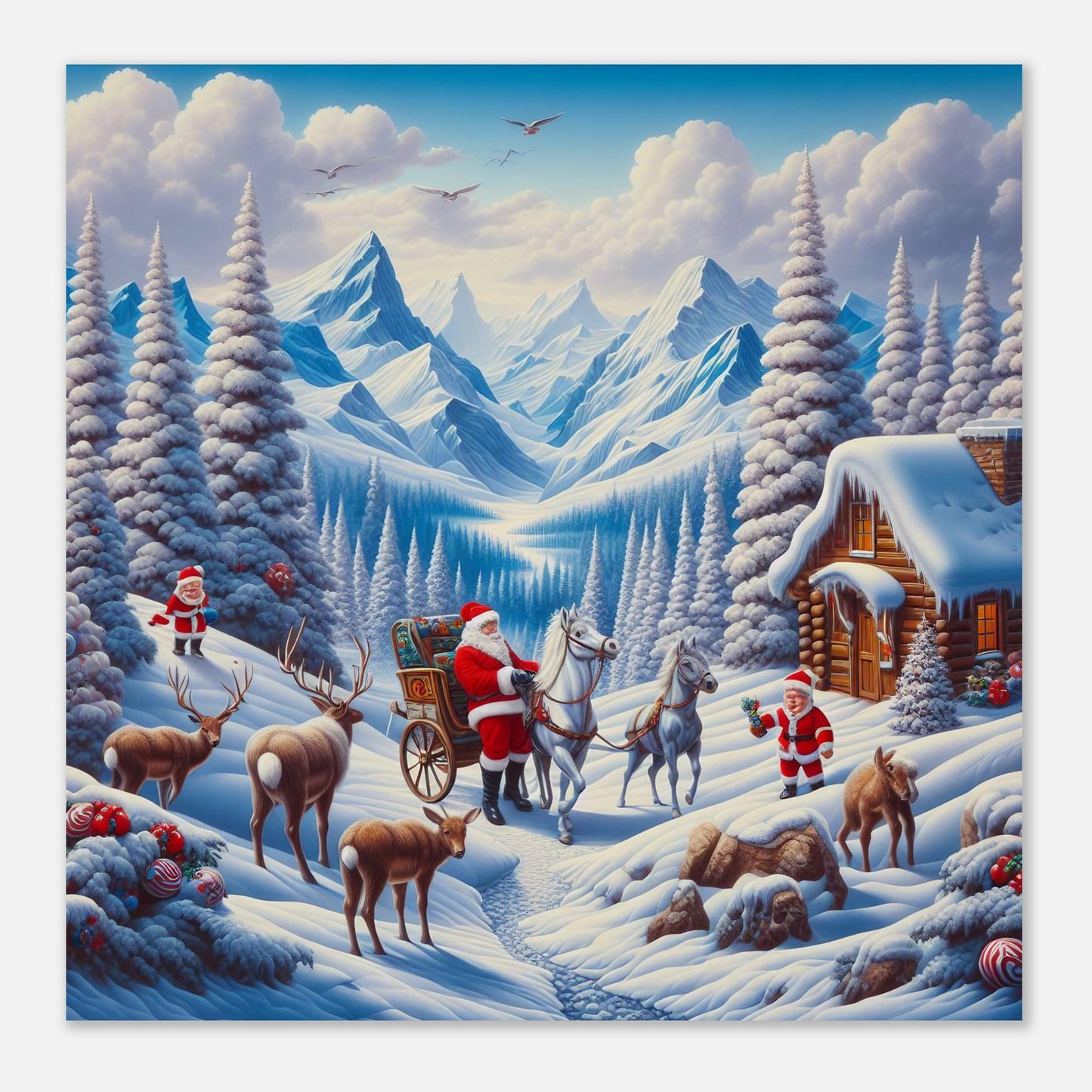 Wall Art - Winter 55 - Santa Claus and horses