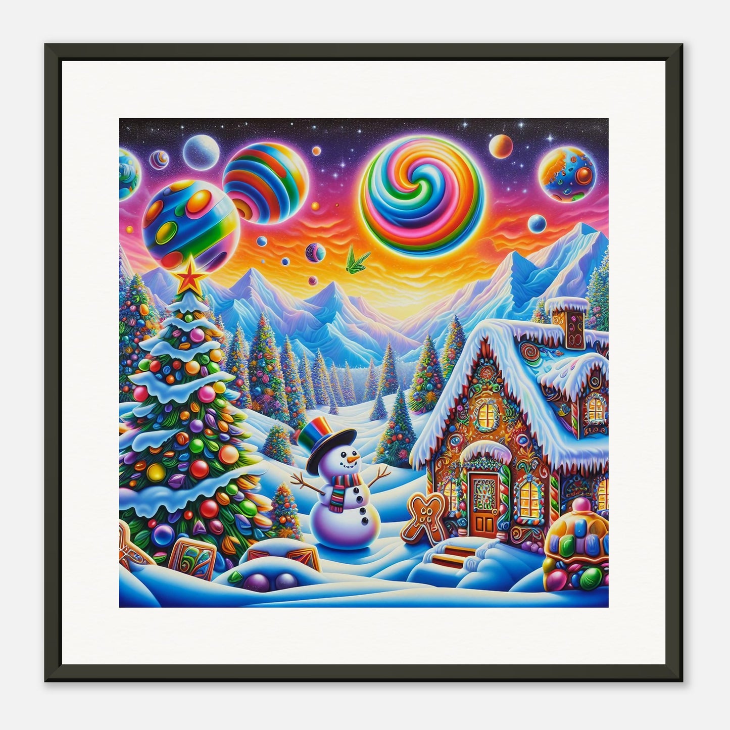 Wall Art - Winter 29 - Snowman and neon planets