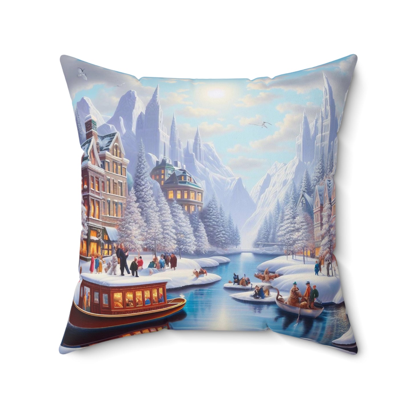 Spun Polyester Square Pillow - Winter 198