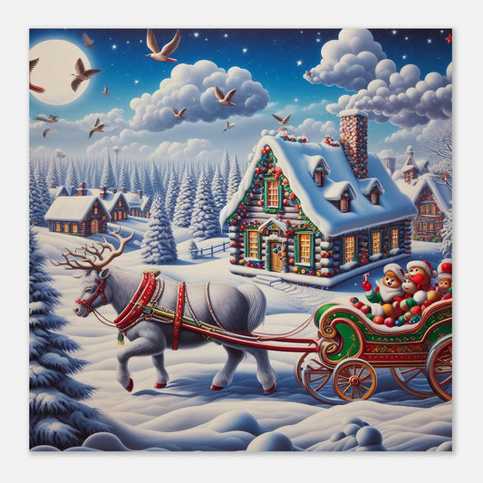 Wall Art - Winter 20 - White reindeer and a snow carriage