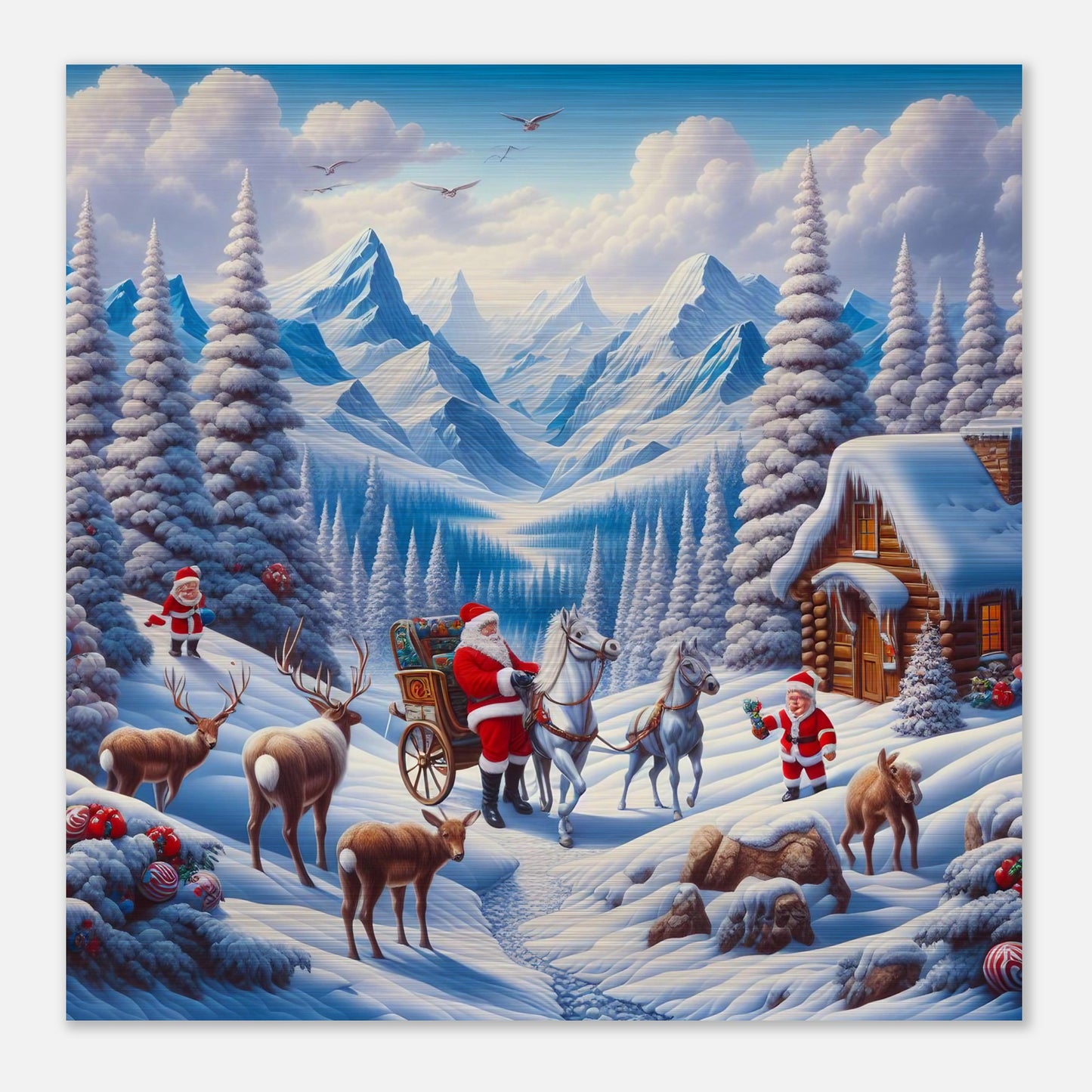 Wall Art - Winter 55 - Santa Claus and horses