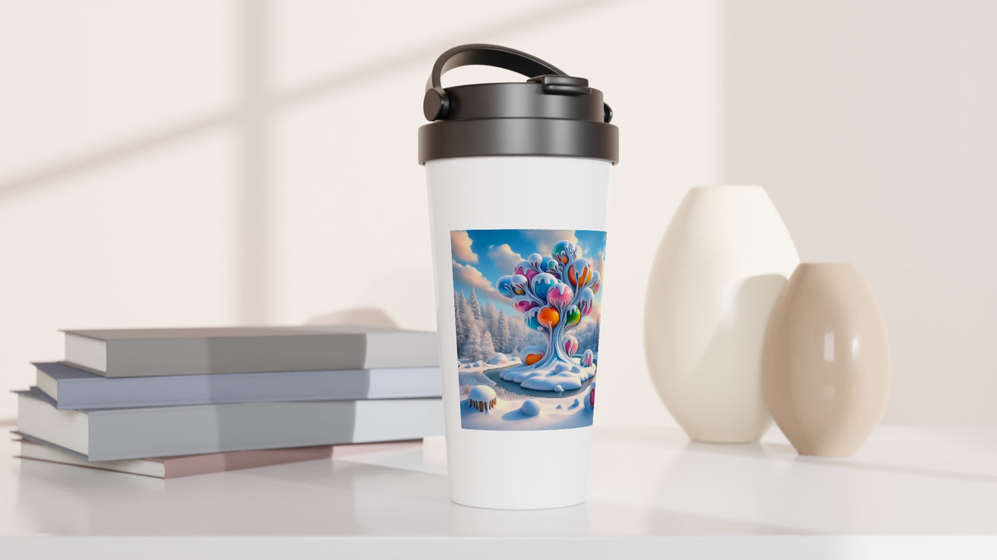 White 15oz Stainless Steel Travel Mug - Winter 78