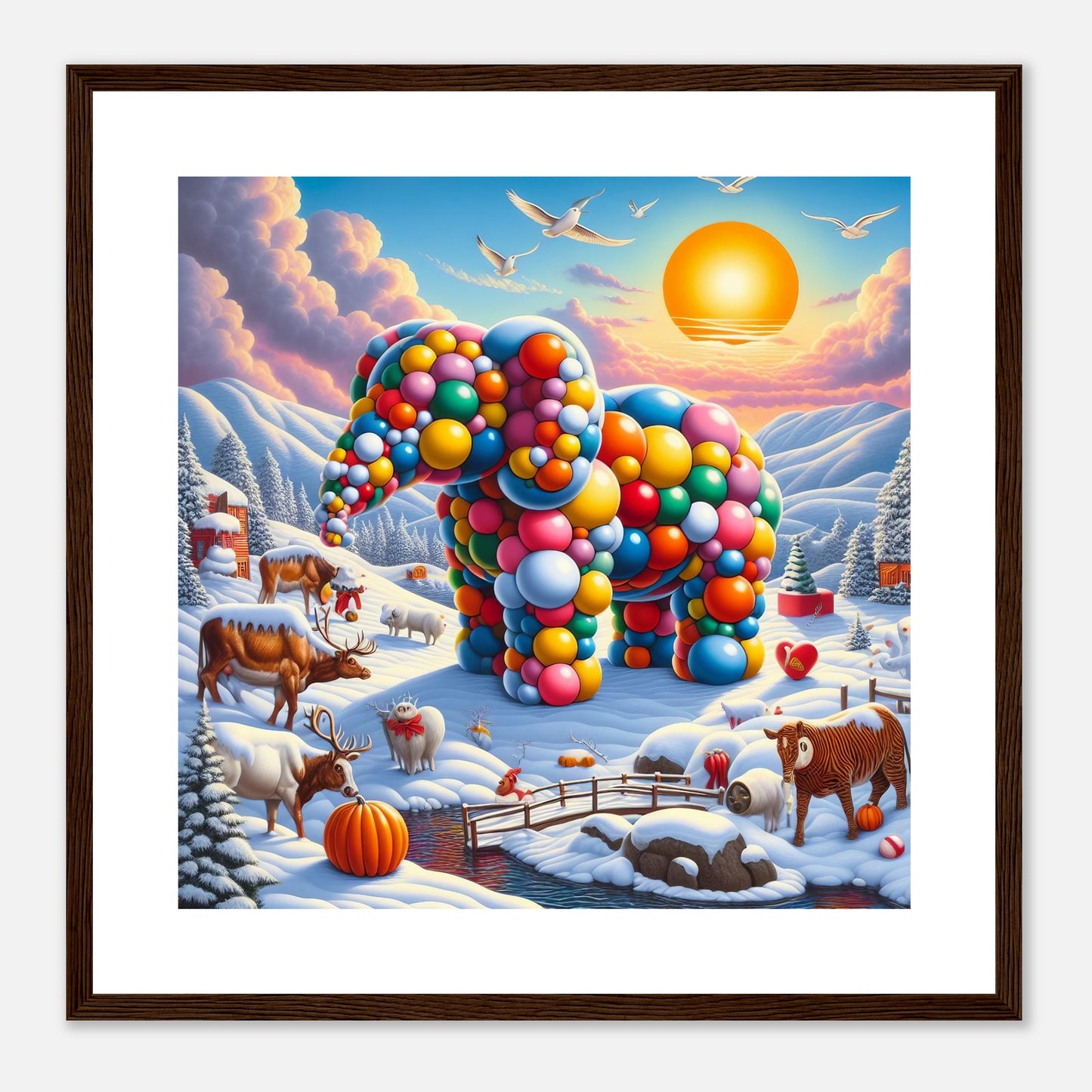 Wall Art - Winter 74 - Elephant and sun