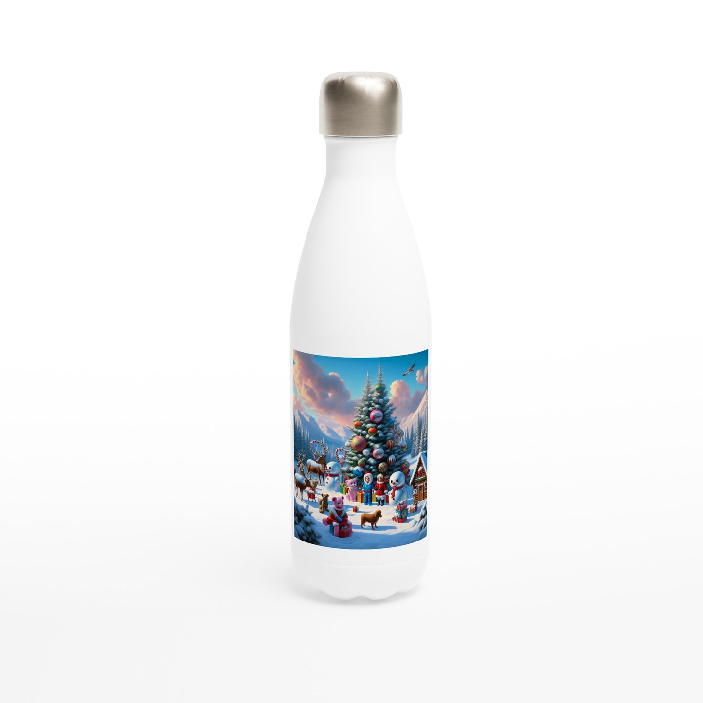 White 17oz Stainless Steel Water Bottle - Winter 122