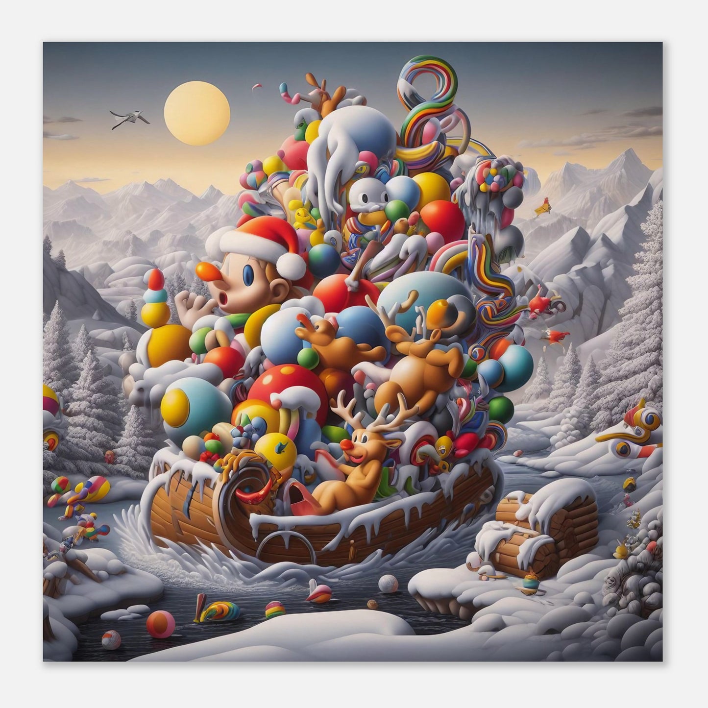 Wall Art - Winter 59 - Boy, Sleigh, Toys