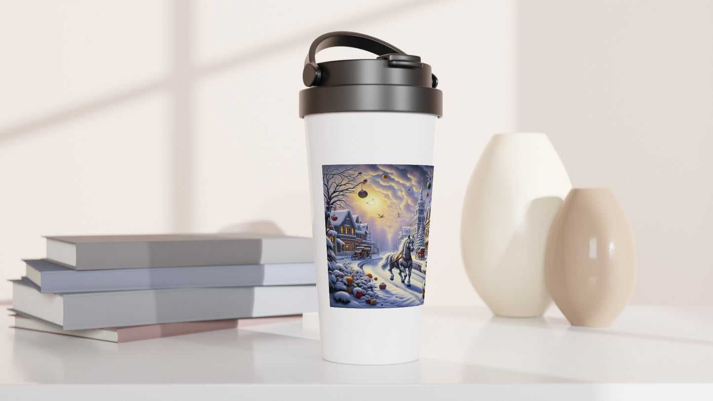 White 15oz Stainless Steel Travel Mug - Winter 73