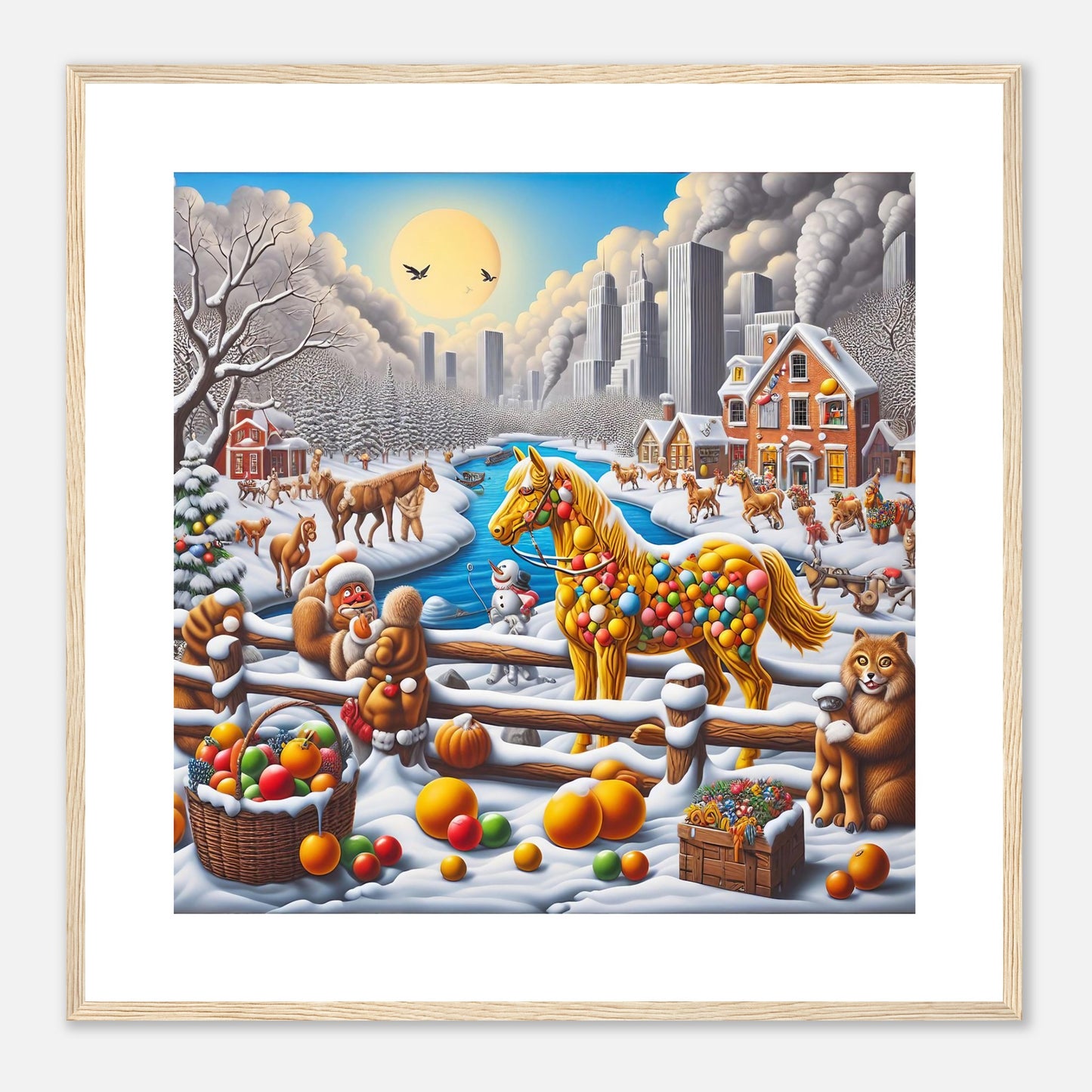 Wall Art - Winter 10 - Horse, Fruits, Houses and River