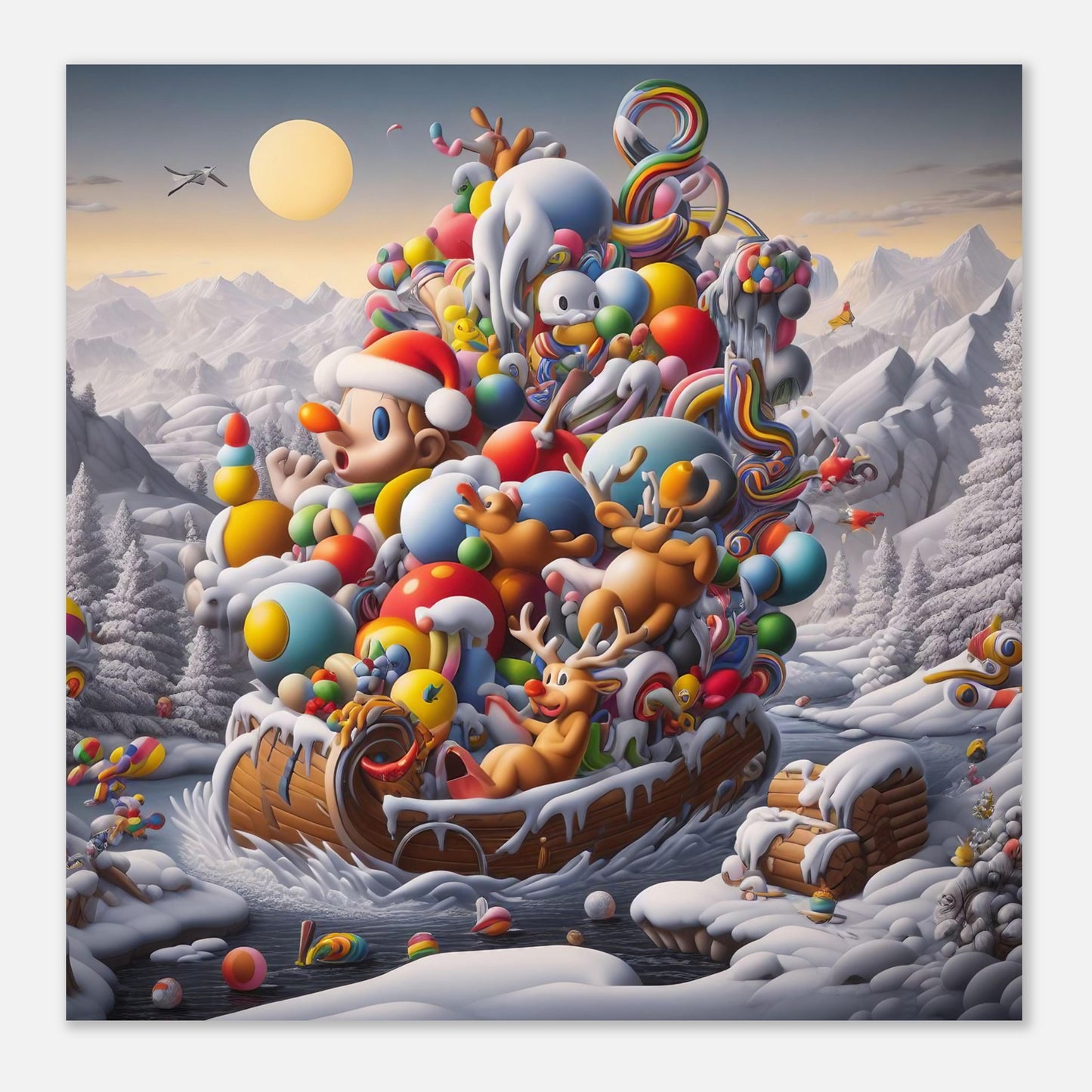 Wall Art - Winter 59 - Boy, Sleigh, Toys
