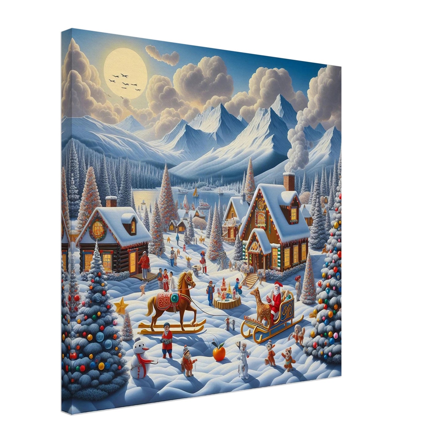 Wall art - Houses with Santa Claus and a Wood Horse