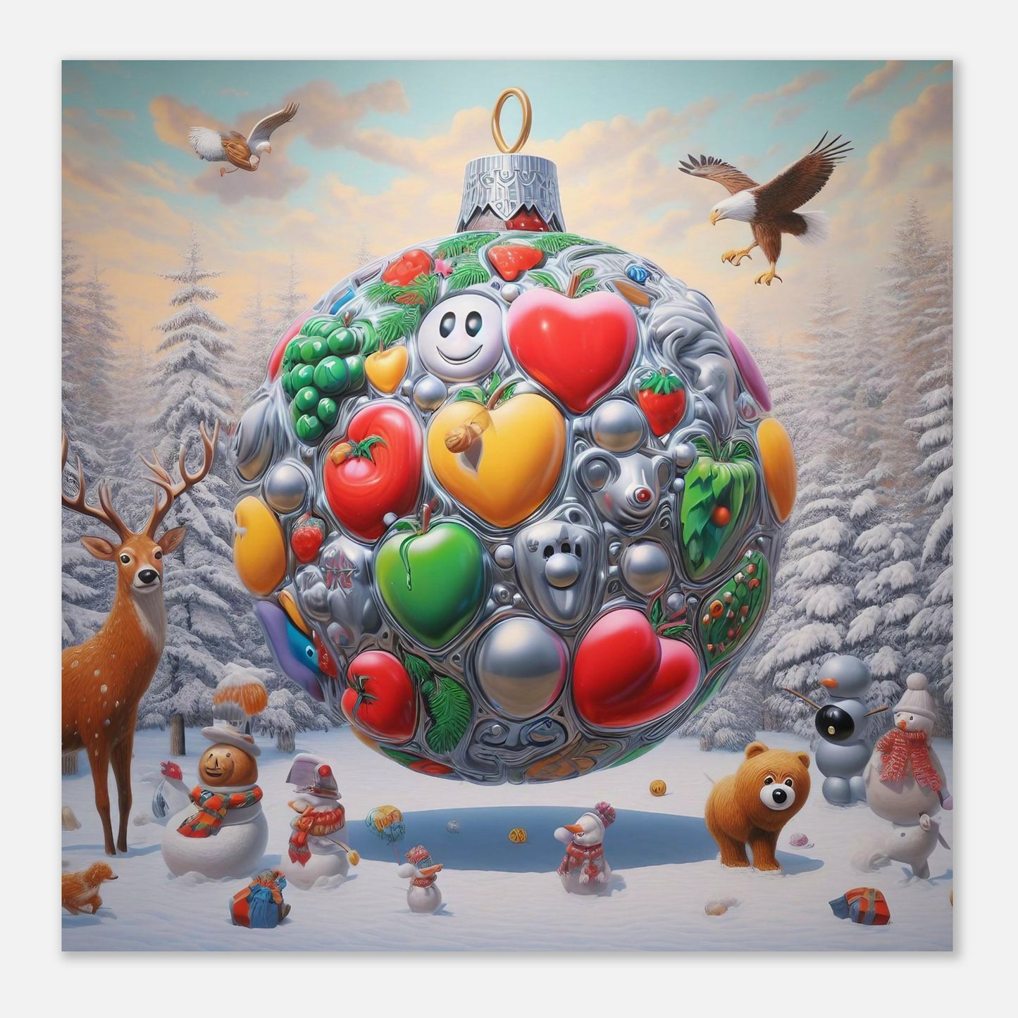 Wall Art - Winter 67 - Christmas ornament and a deer