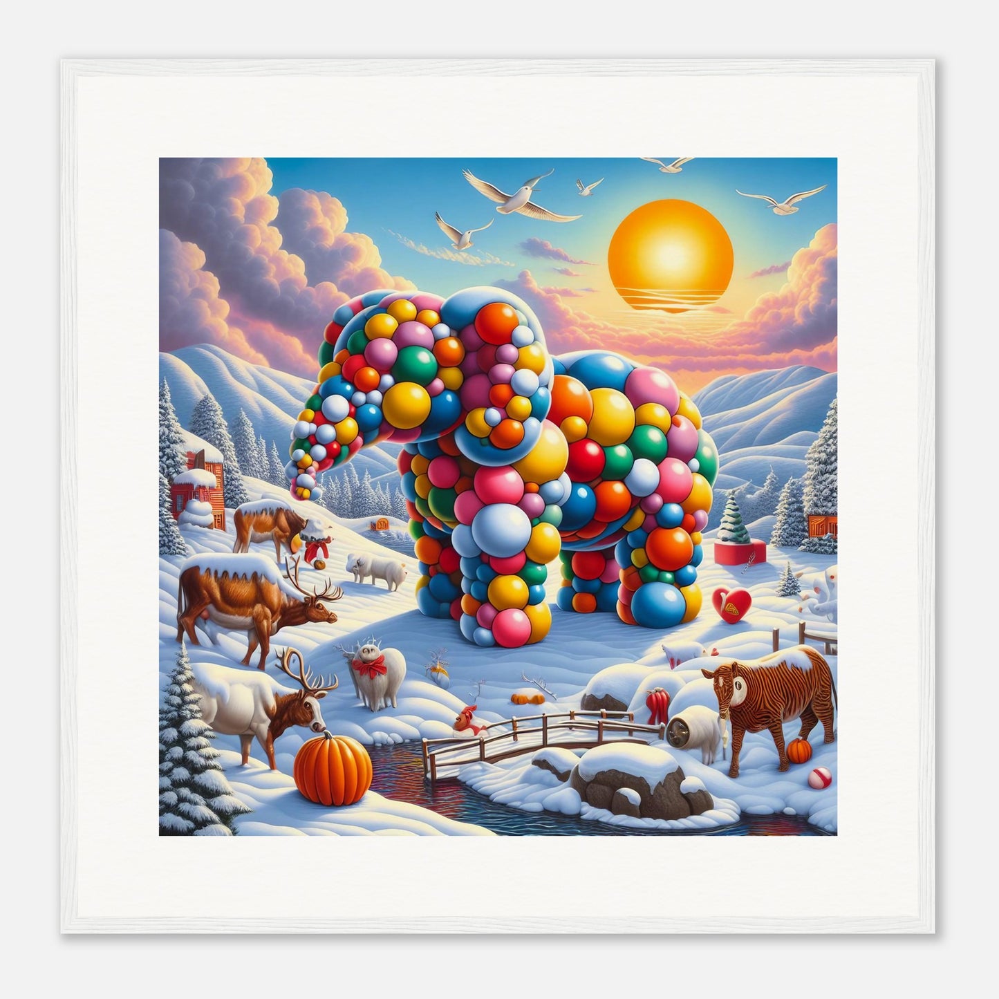 Wall Art - Winter 74 - Elephant and sun