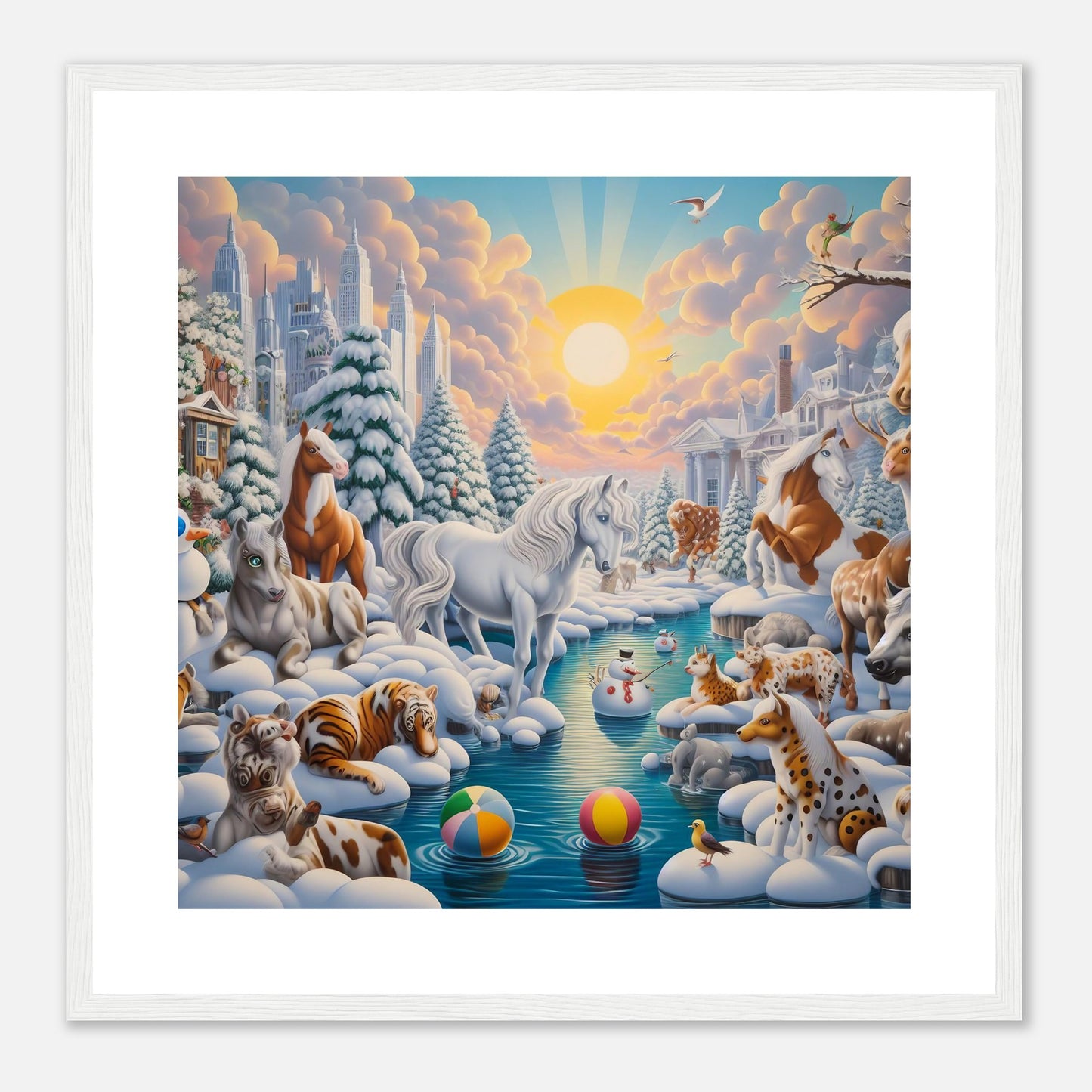 Wall Art - Winter 66 - Horses by the river