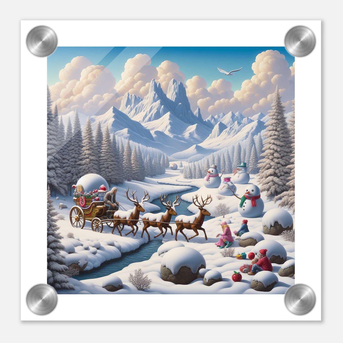 Wall Art - Winter 35 - Deer and snowmen