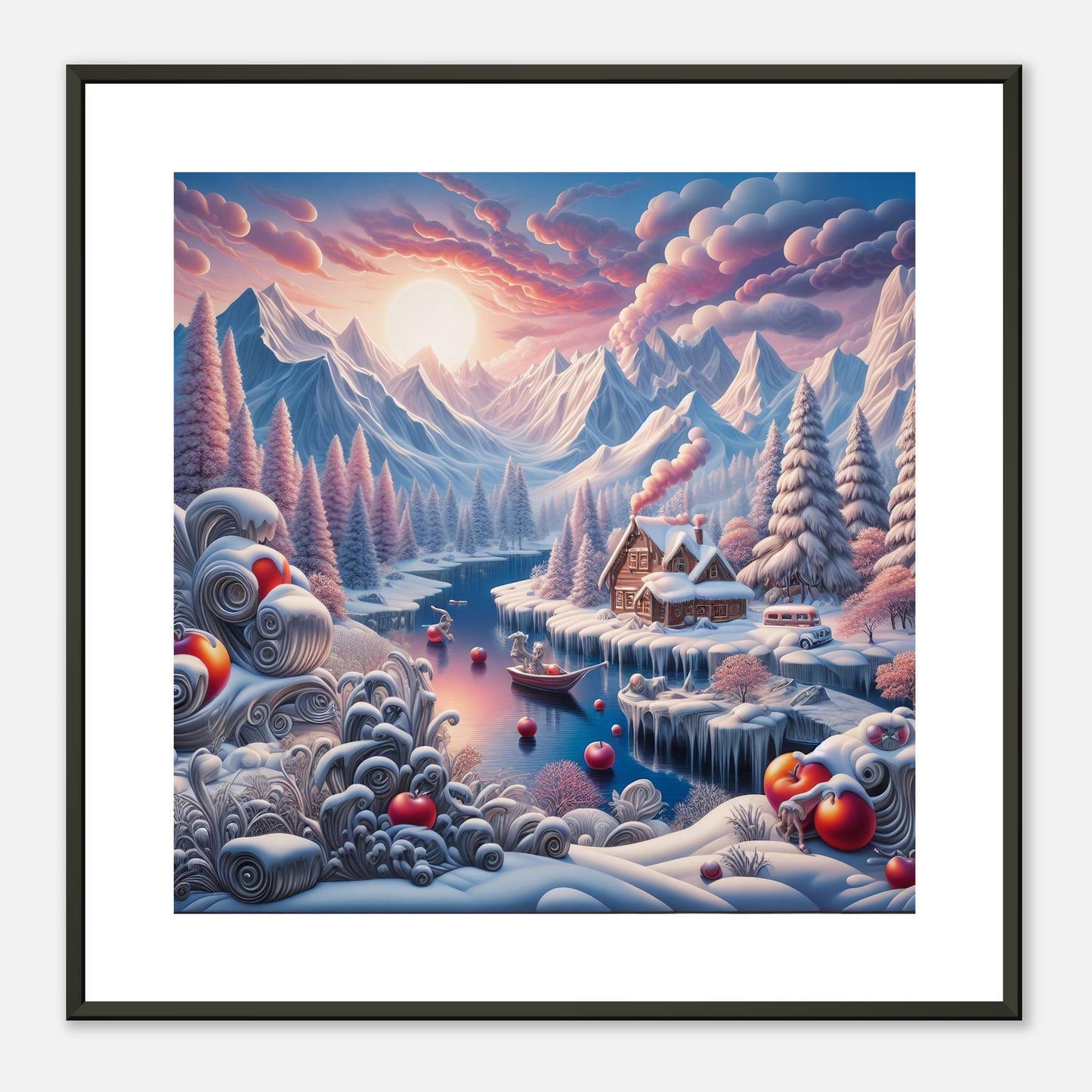 Wall Art - Winter 62 - Small boat on a river