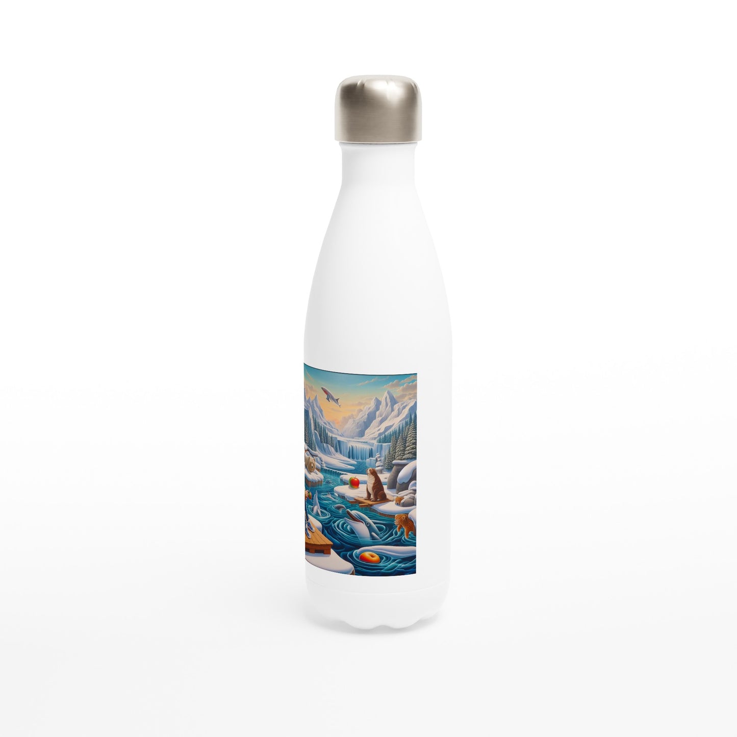 White 17oz Stainless Steel Water Bottle - Winter 64