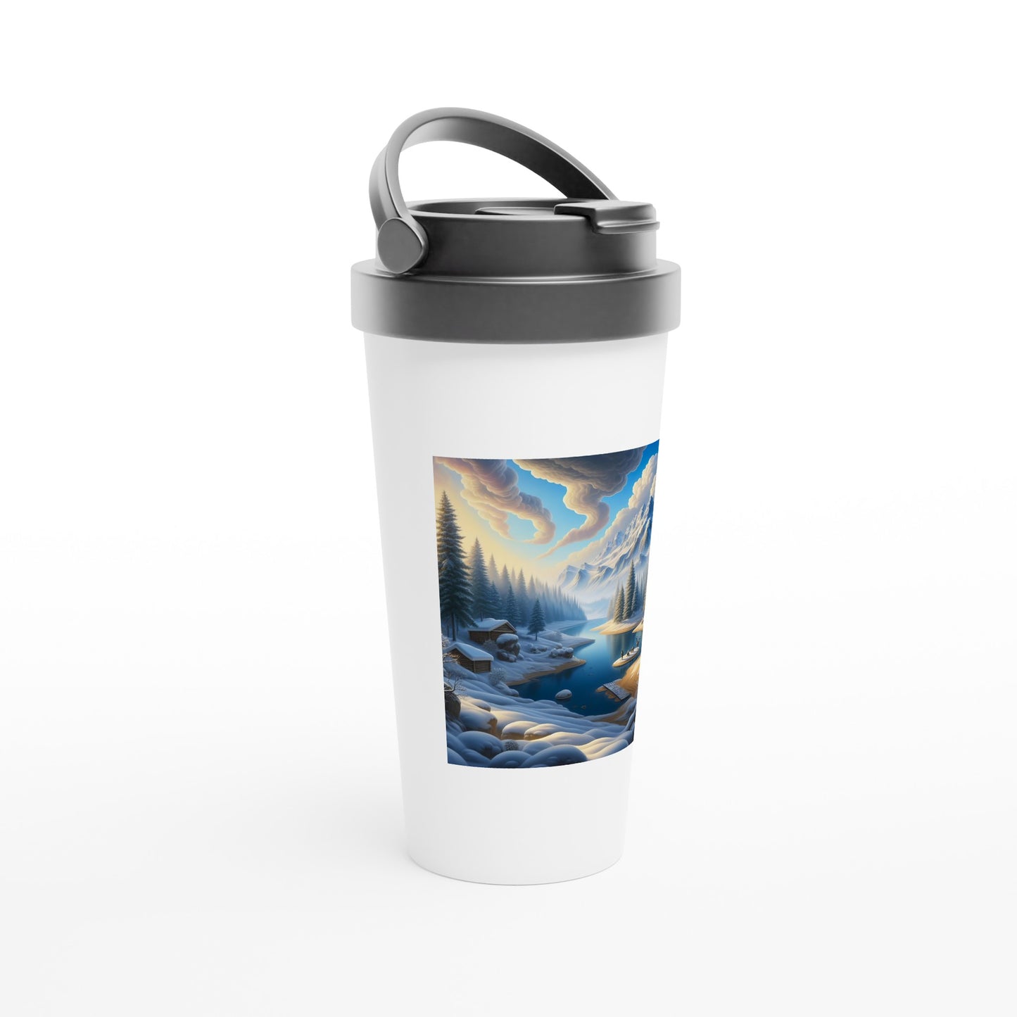 White 15oz Stainless Steel Travel Mug - Winter 163