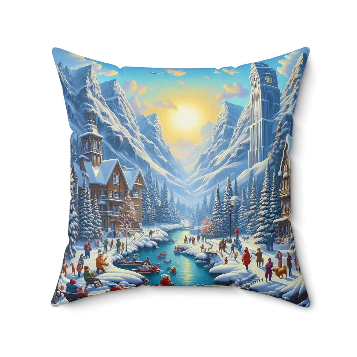 Spun Polyester Square Pillow - Winter 186