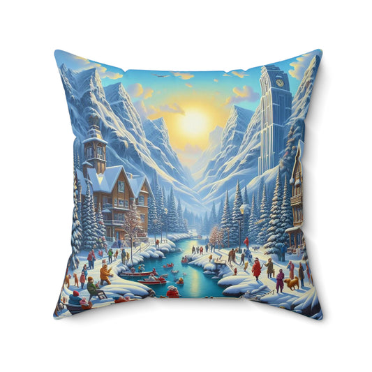 Spun Polyester Square Pillow - Winter 186