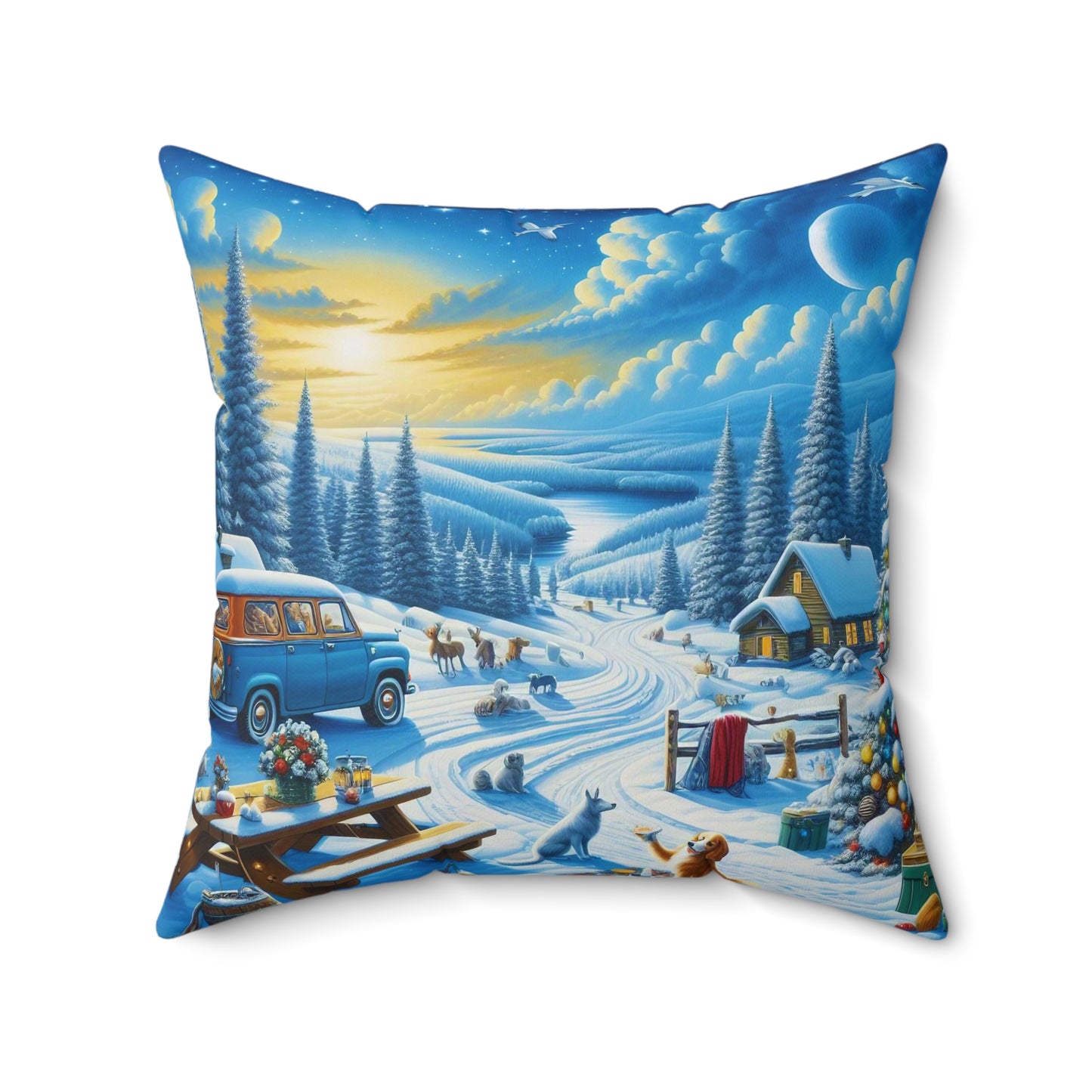 Spun Polyester Square Pillow - Winter 110