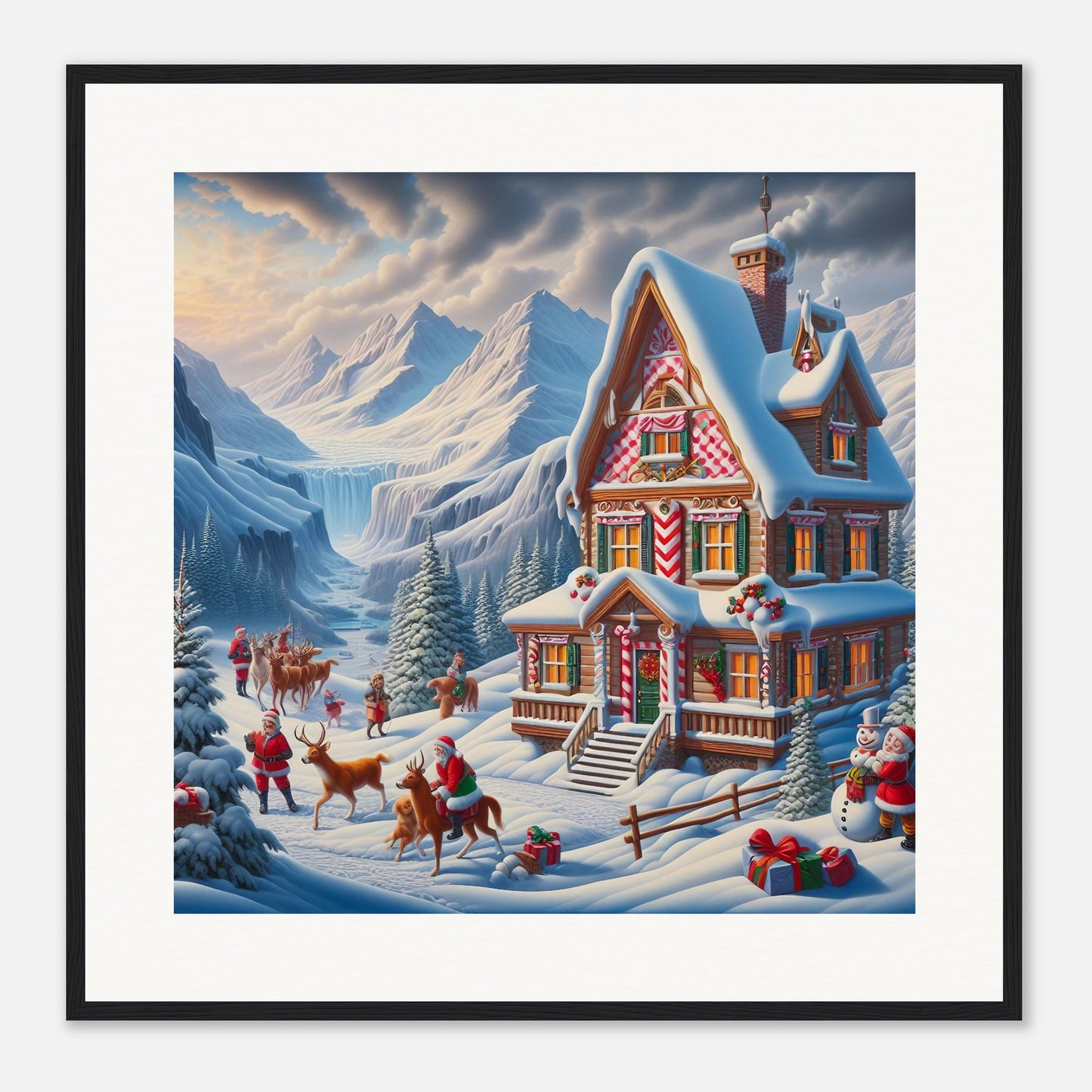 Wall Art - Winter 56 - Cottage and deer