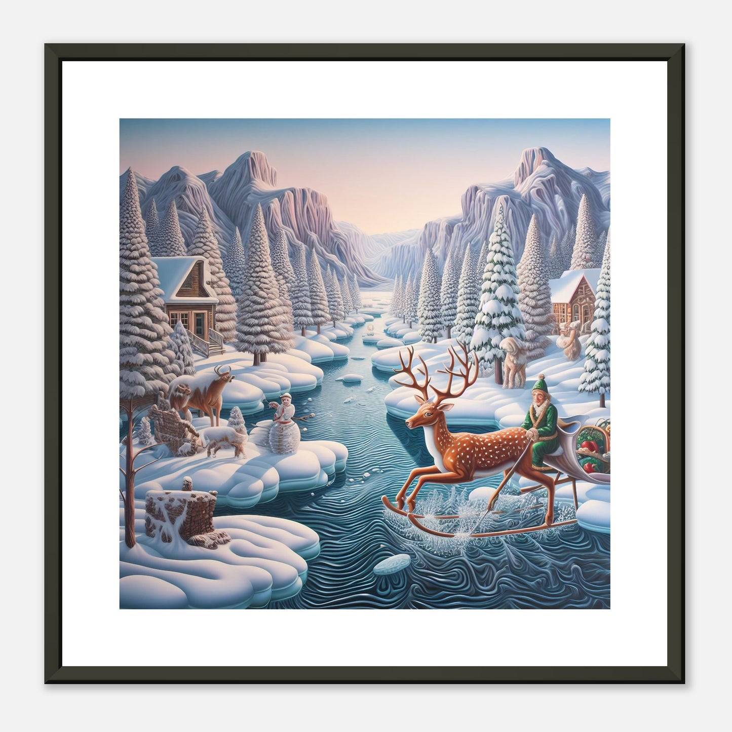 Wall Art - Winter 28 - Deer and Elf