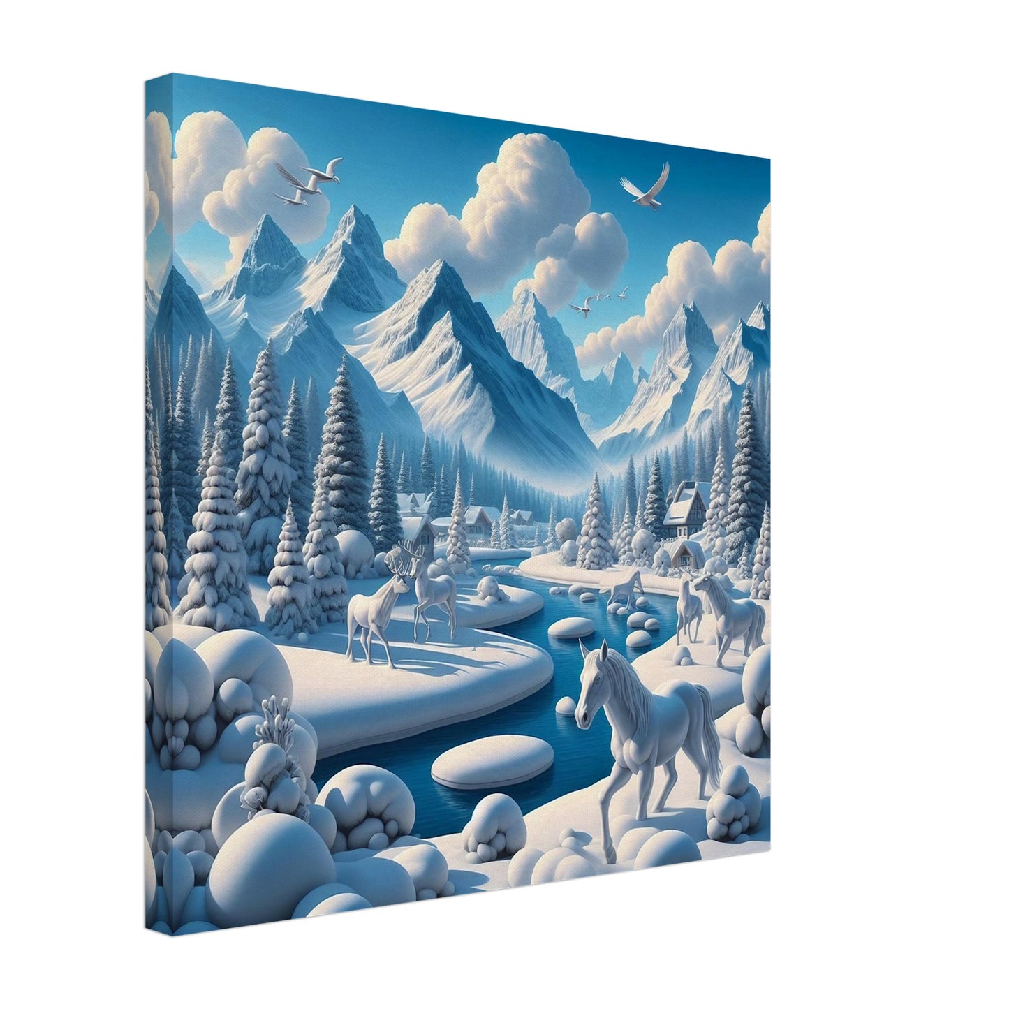 Wall Art - Winter 1 - Horses, deer and mountains