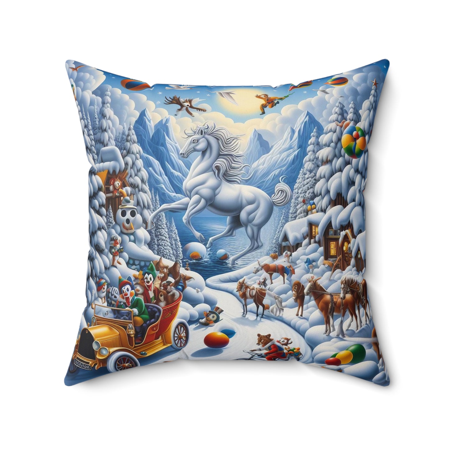 Spun Polyester Square Pillow - Winter 161