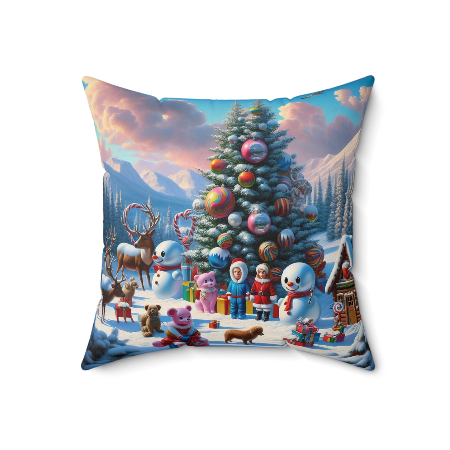 Spun Polyester Square Pillow - Winter 122