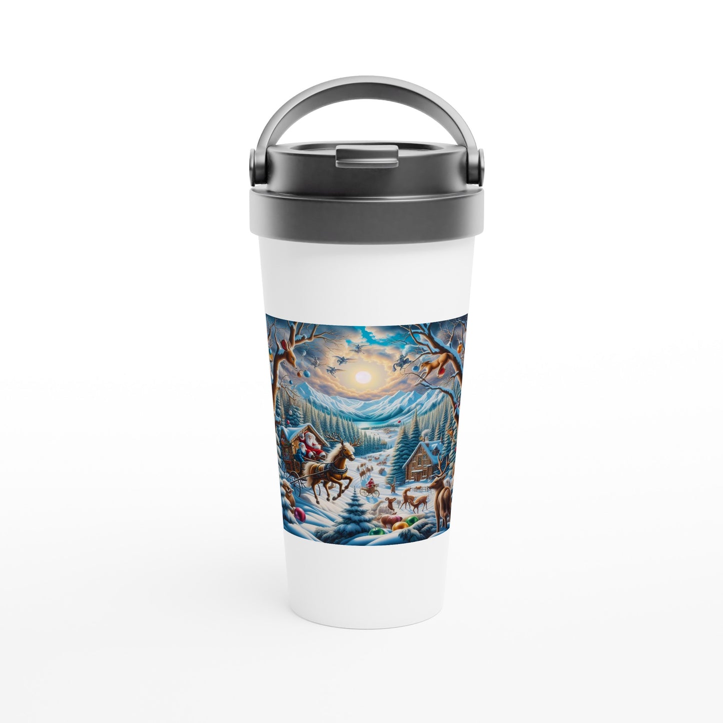 White 15oz Stainless Steel Travel Mug - Winter 151