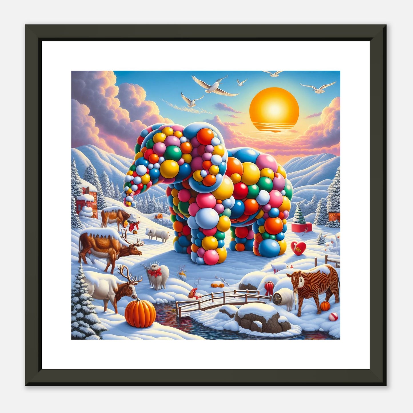 Wall Art - Winter 74 - Elephant and sun