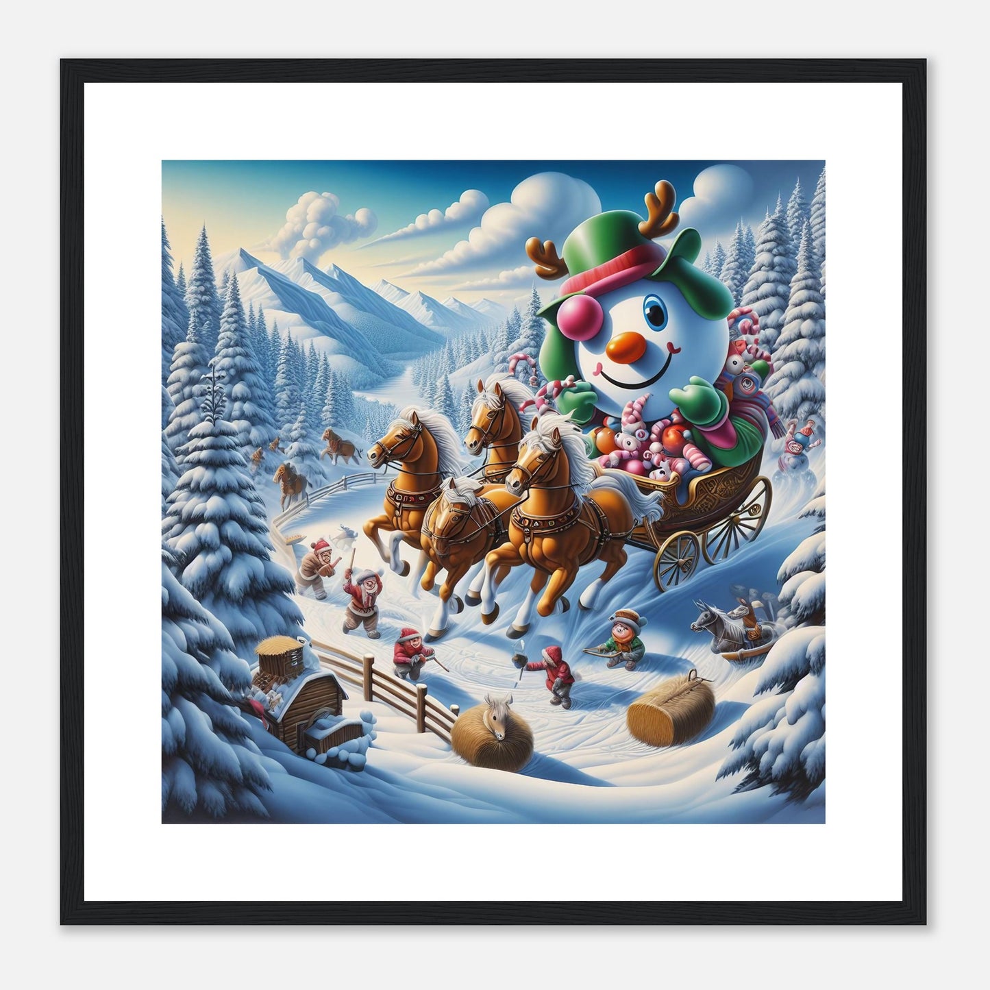 Wall Art - Winter 63 - Snowman in a carriage
