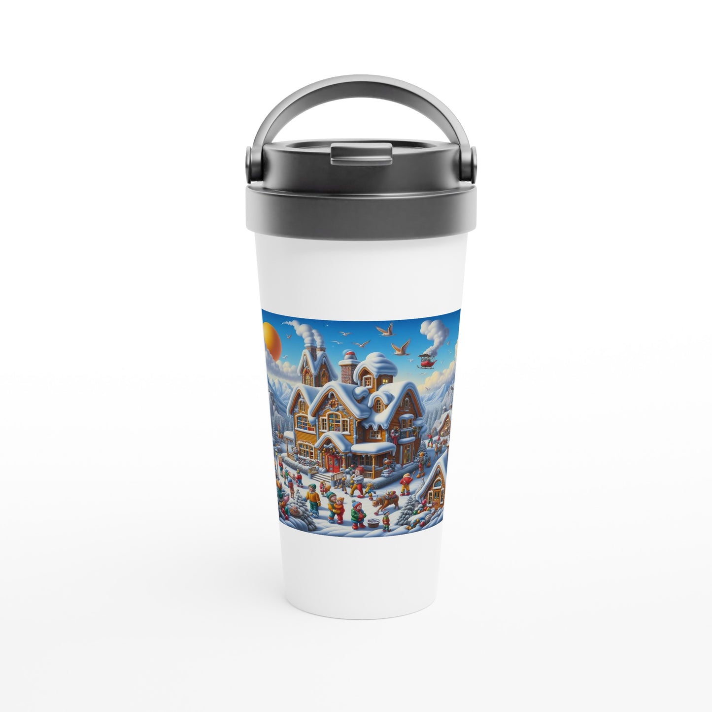 White 15oz Stainless Steel Travel Mug - Winter 65