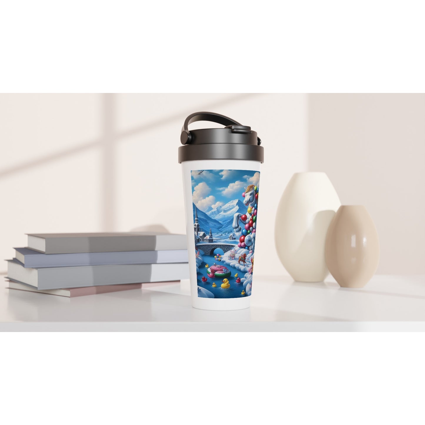 White 15oz Stainless Steel Travel Mug - Winter 153