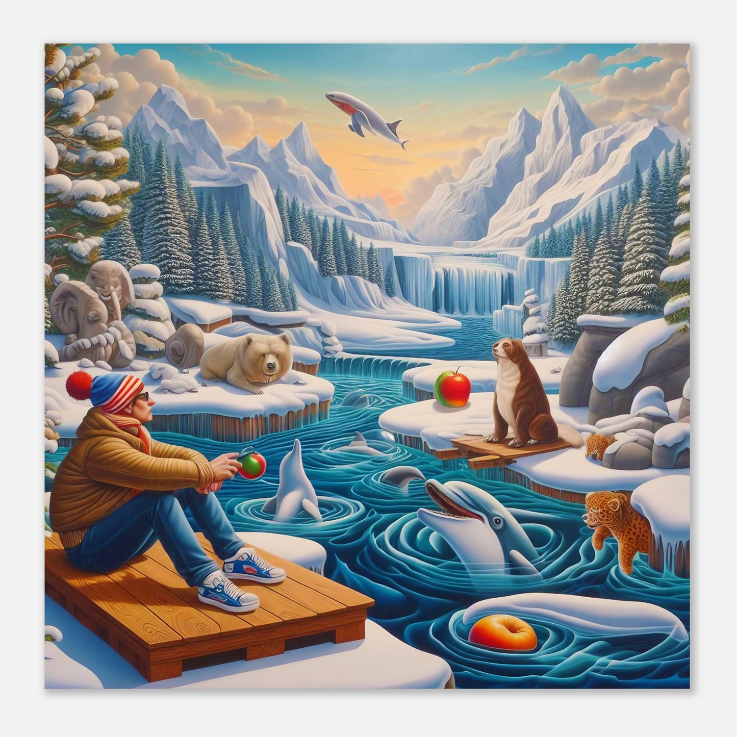 Wall Art - Winter 64 - Man by the river