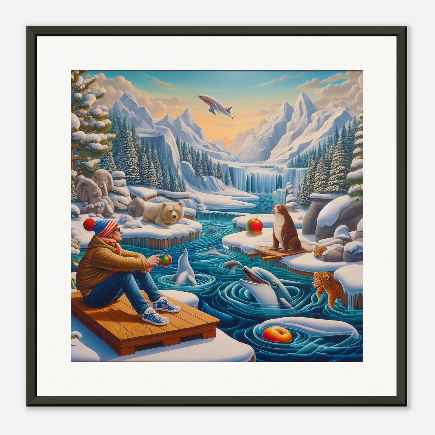 Wall Art - Winter 64 - Man by the river