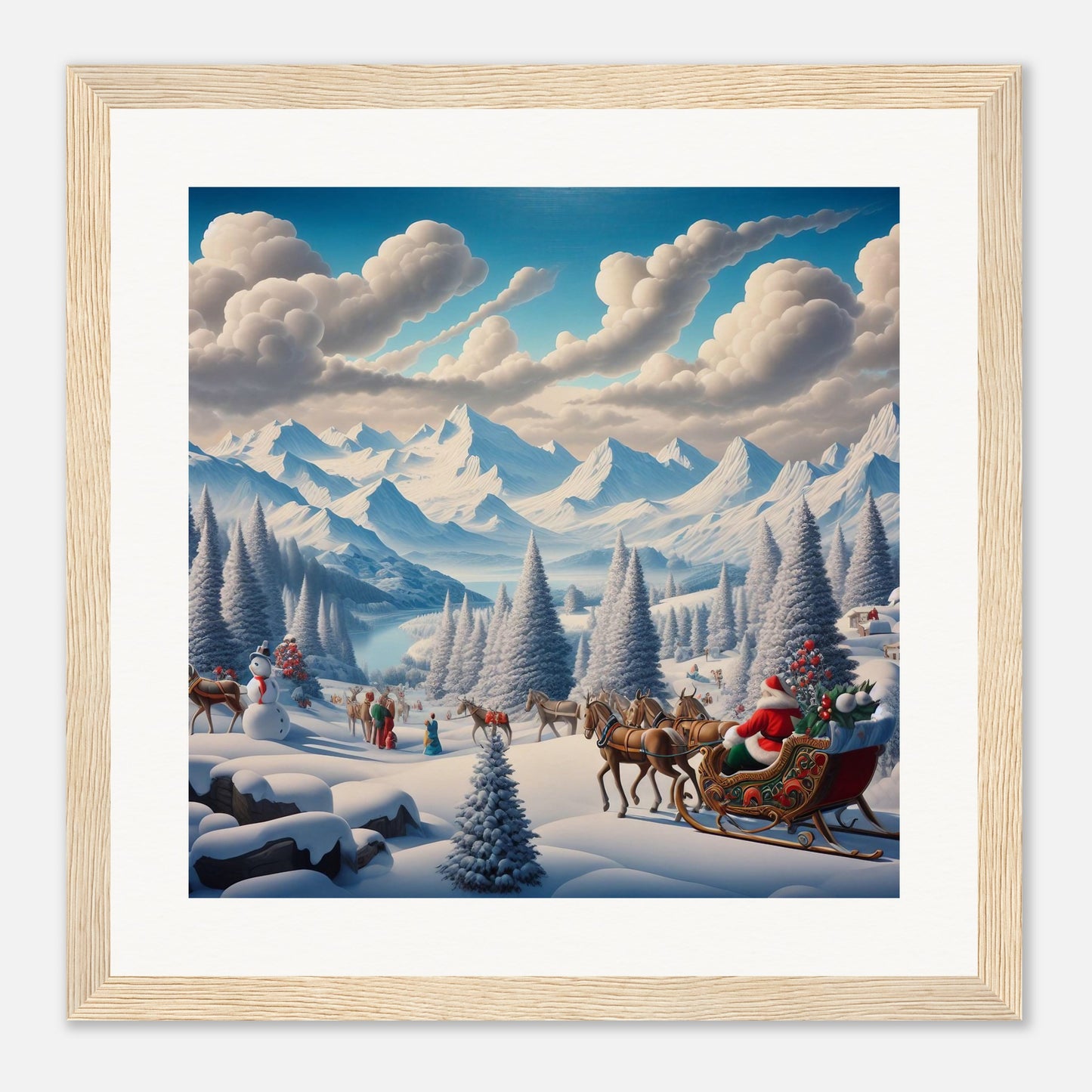 Wall Art - Winter 38 - Horses, Santa Claus and snowman