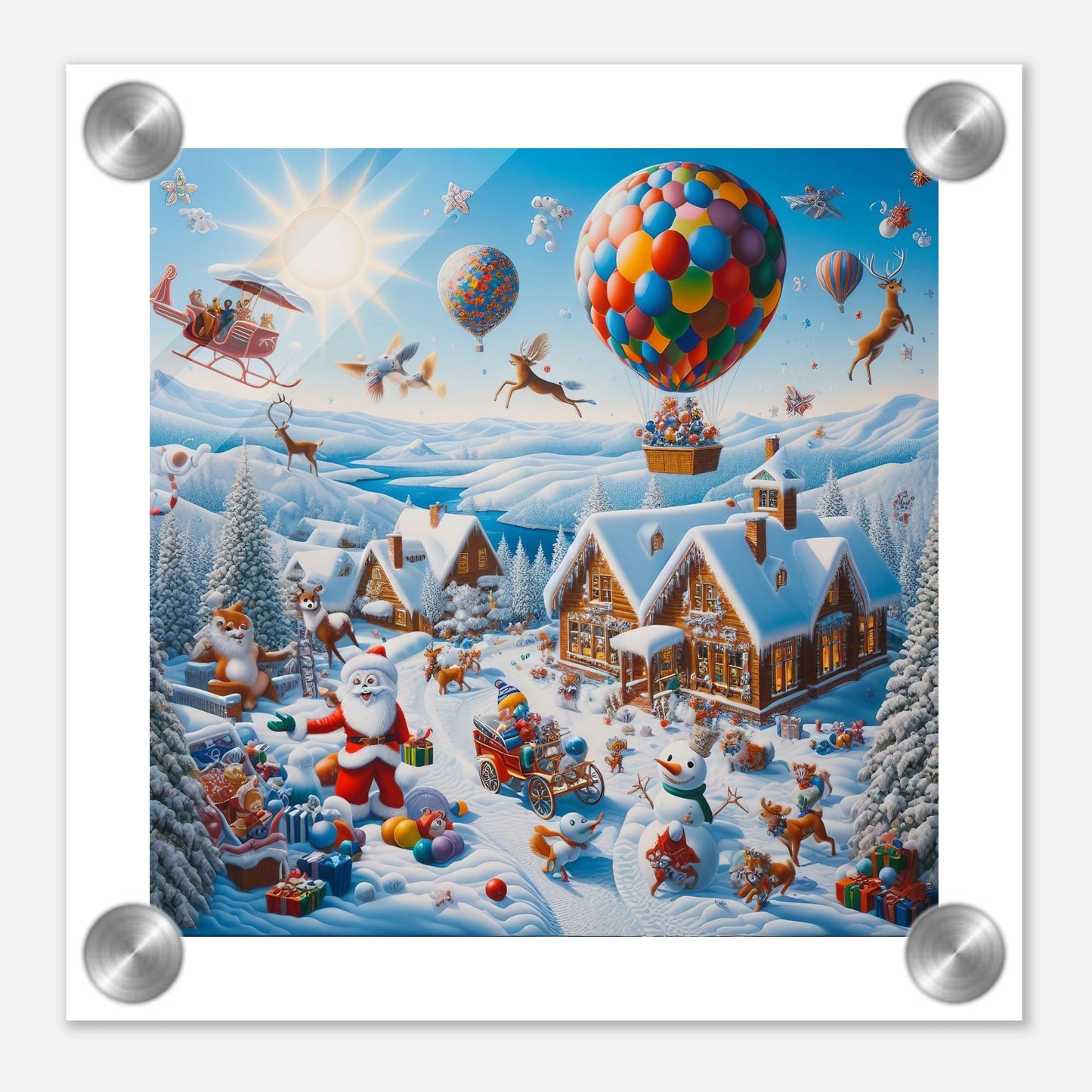 Wall Art - Winter 40 - Hot air balloon and snowman