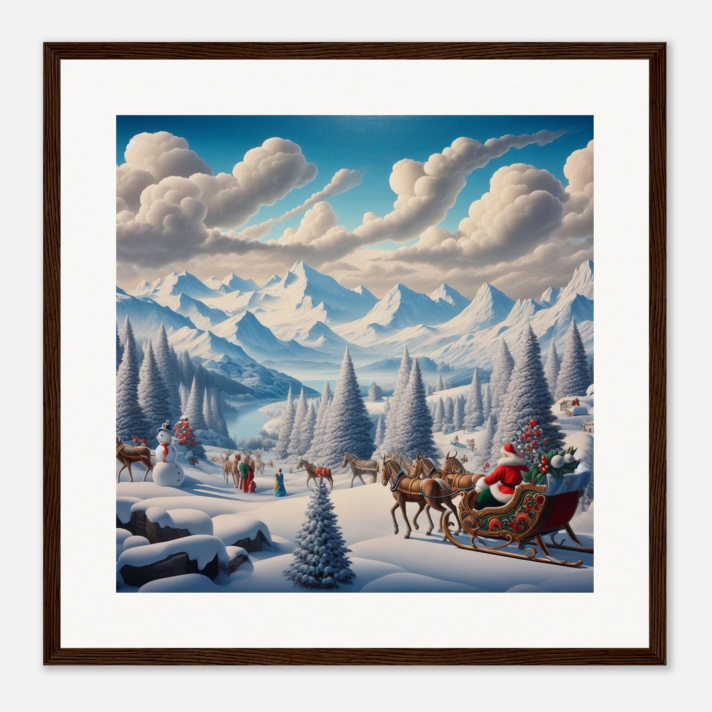 Wall Art - Winter 8 - Santa Claus, Sleigh, Mountains