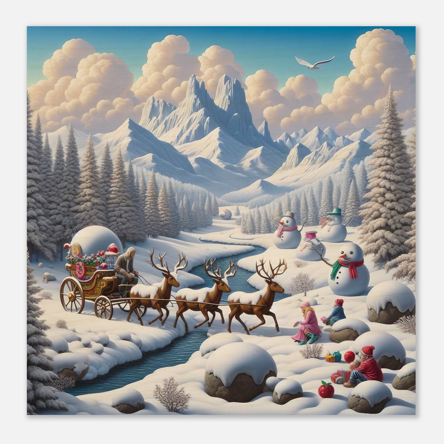 Wall Art - Winter 35 - Deer and snowmen