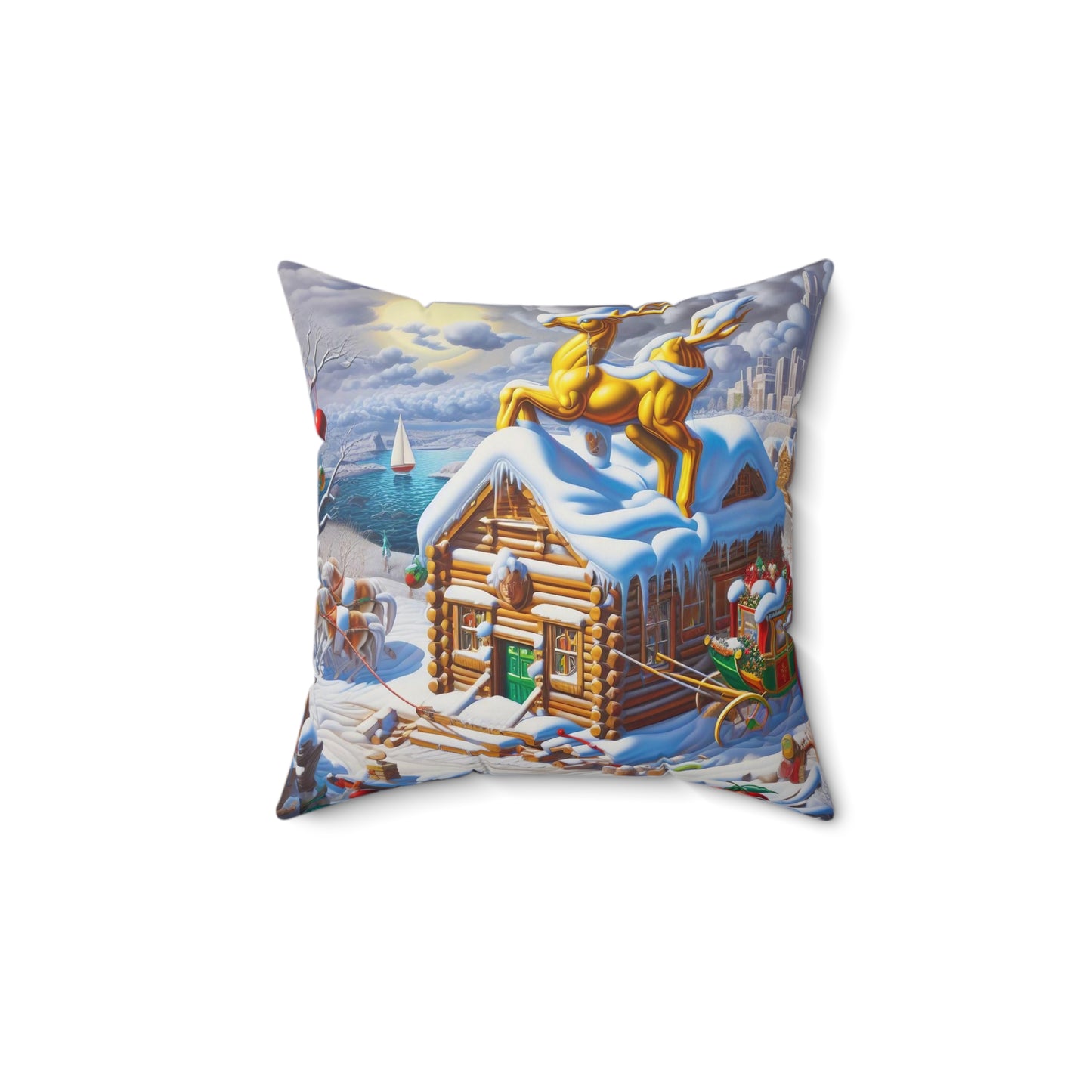 Spun Polyester Square Pillow - Winter 238