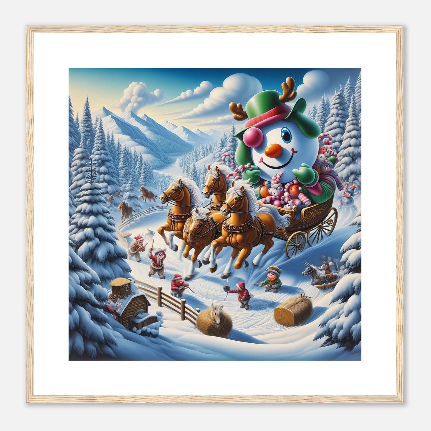 Wall Art - Winter 63 - Snowman in a carriage