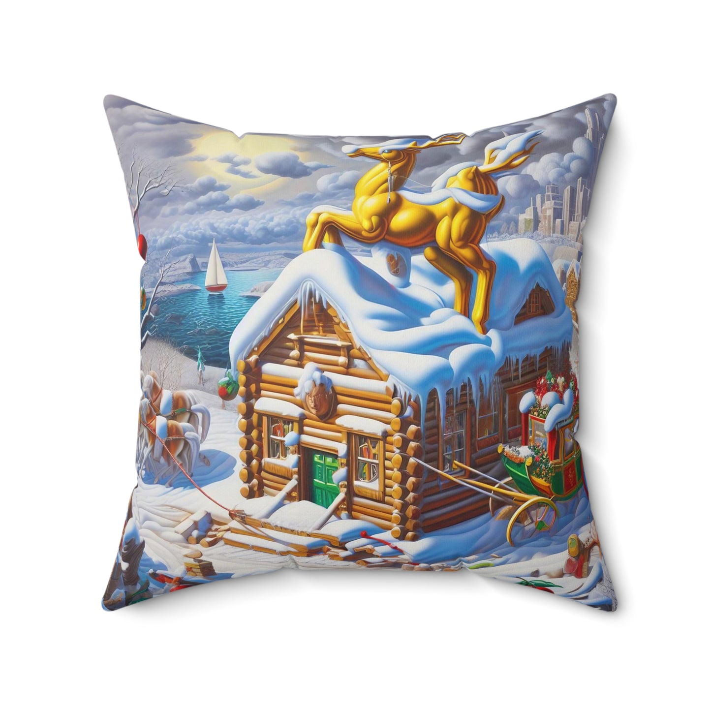 Spun Polyester Square Pillow - Winter 238