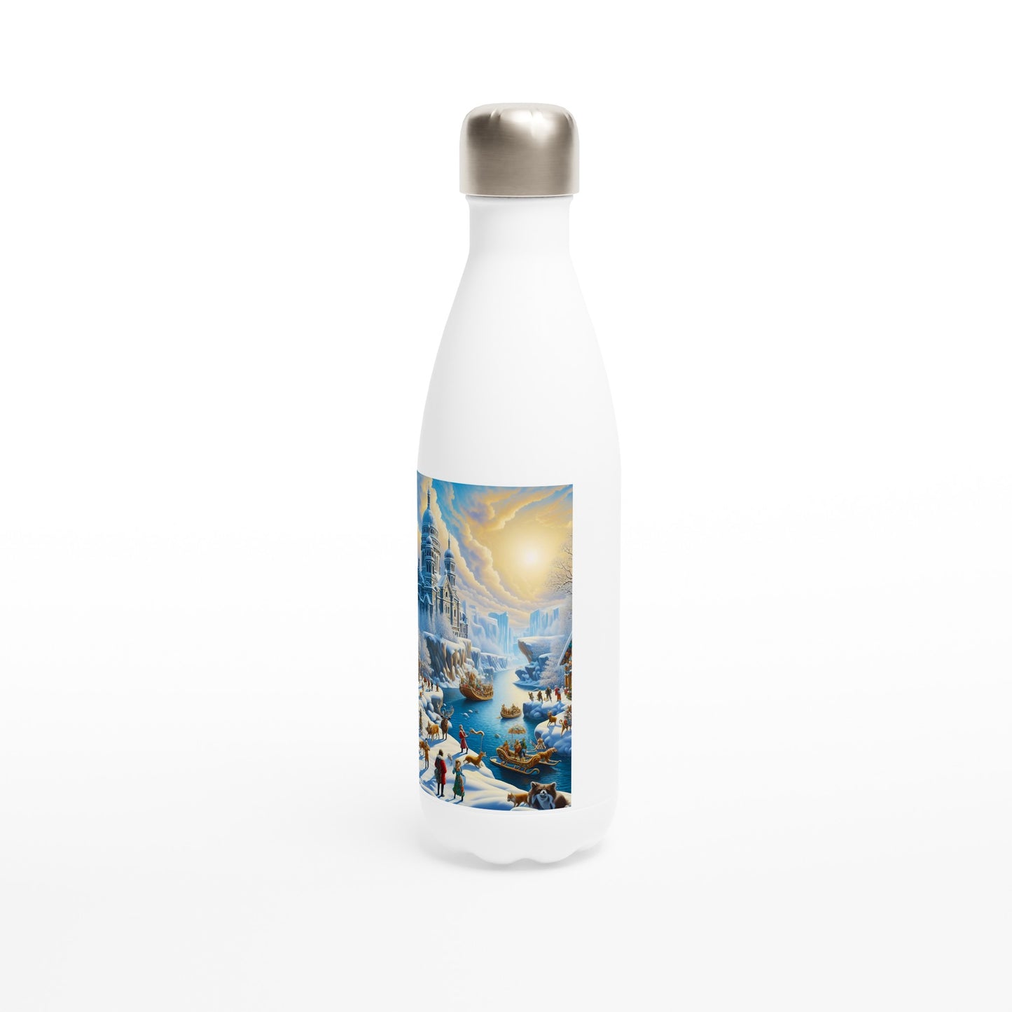 White 17oz Stainless Steel Water Bottle - Winter 154