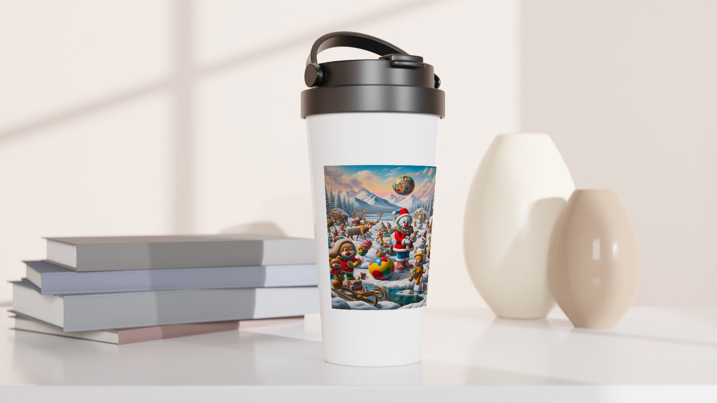 White 15oz Stainless Steel Travel Mug - Winter 108