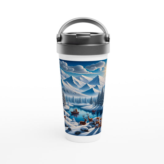 White 15oz Stainless Steel Travel Mug - Winter 171